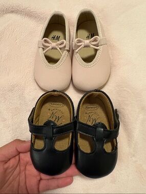 H&M Kids Light Pink and Marie Nicole Black Mary Jane Shoes 2 PAIRS